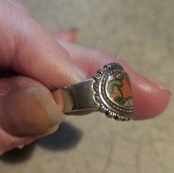 CAROLYN POLLAK BEAUTIFUL STERLING & INLAID RING - Picture 6 of 7